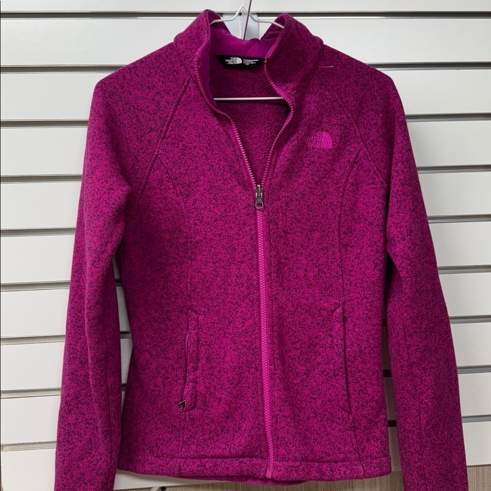 The North Face heathered Magenta Full-Zip Jacket size womenβs extra small